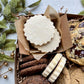 Holiday cookie gift box with chocolate ginger cookies, vanilla shortbread, brown sugar cookies, and chocolate chunk cookies.