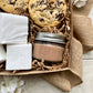 Hot chocolate kit, smores kit, with handmade marshmallows, hot chocolate, and chocolate chunk cookies.